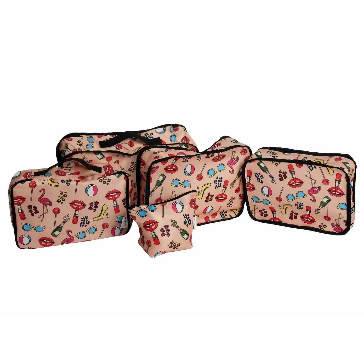 Pre Order - Beach By L 5-Piece Packing Cubes Set — Nude Pop Art Canvas