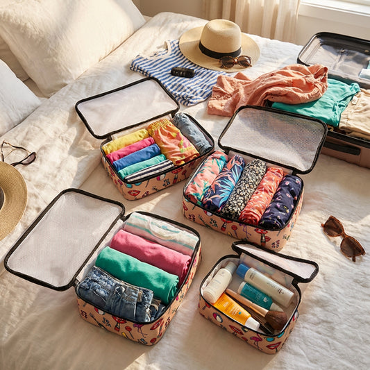 Beach By L 5-Piece Packing Cubes Set — Nude Pop Art Canvas