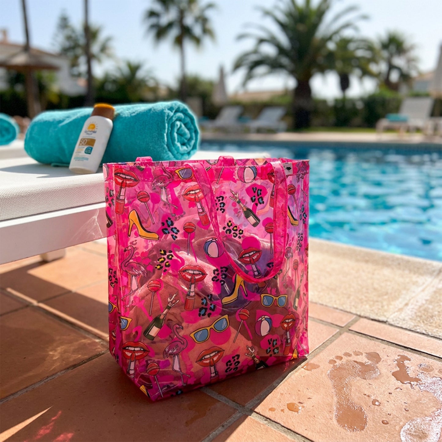 Pre Order  - Beach By L Pink Pop Art Large Beach Bag