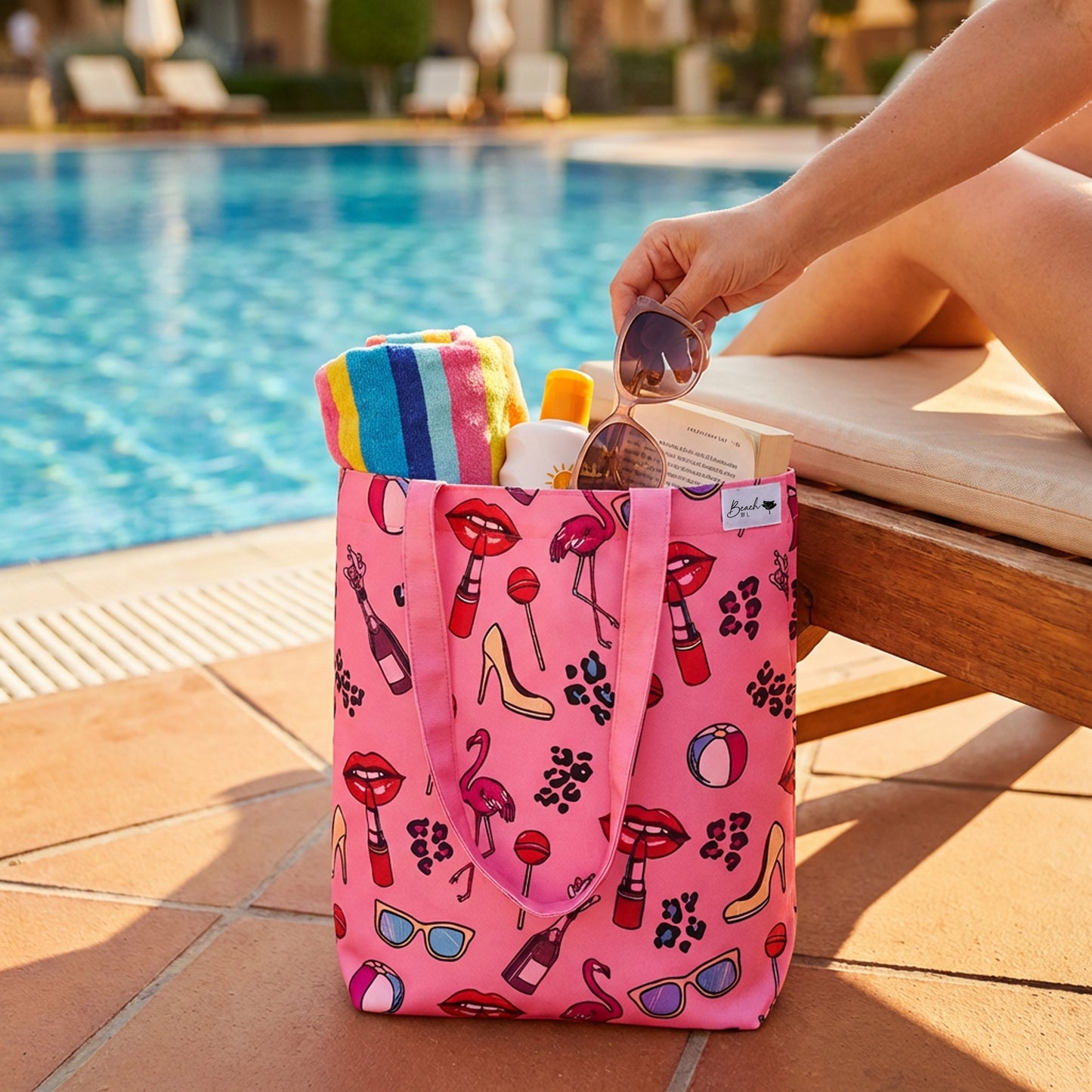 Pre Order - Beach By L Pop Art Medium Canvas Beach Bag
