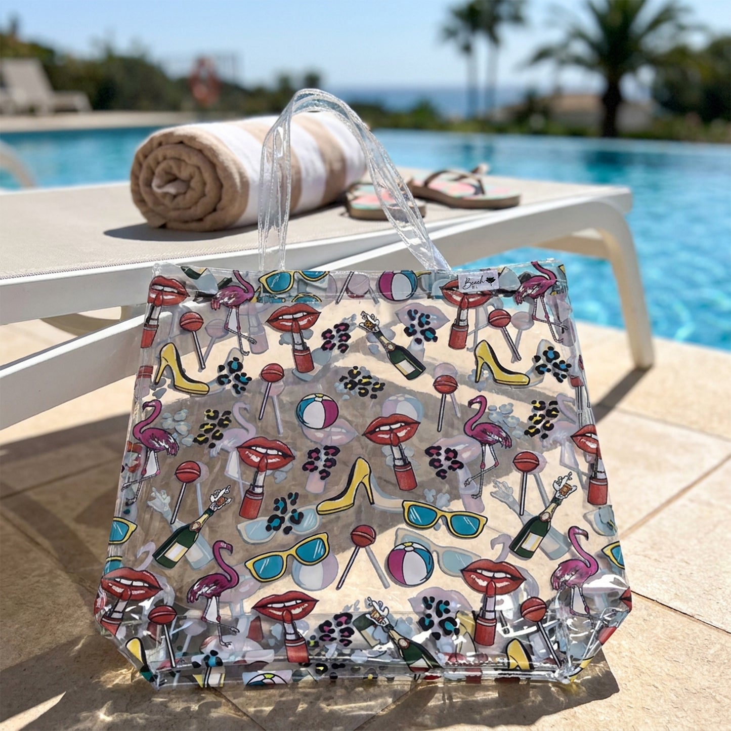 Beach By L Clear Pop Art Large Beach Bag